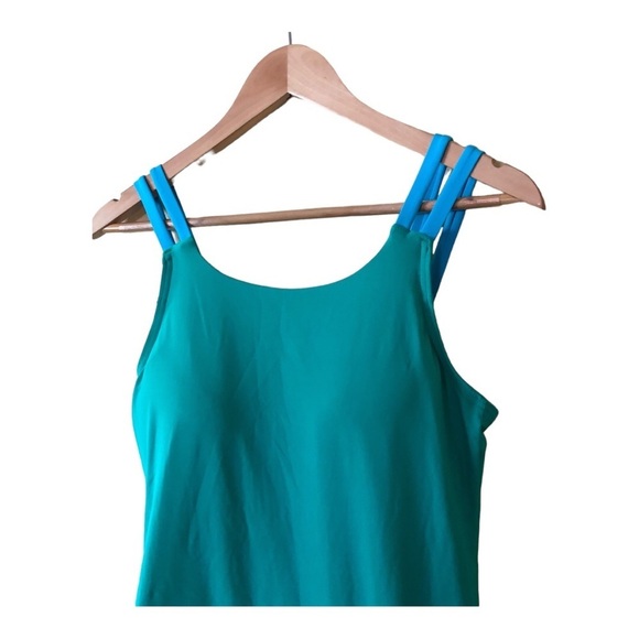 Lands' End Sleeveless Tummy Control Mini Swimming Dress Women's Size 10 Green - Picture 5 of 7